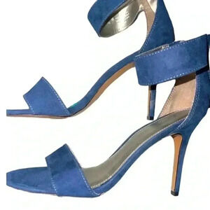 ANN TAYLOR ‘LOFT’ SUEDE NAVY BLUE ANKLE STRAP SANDALS